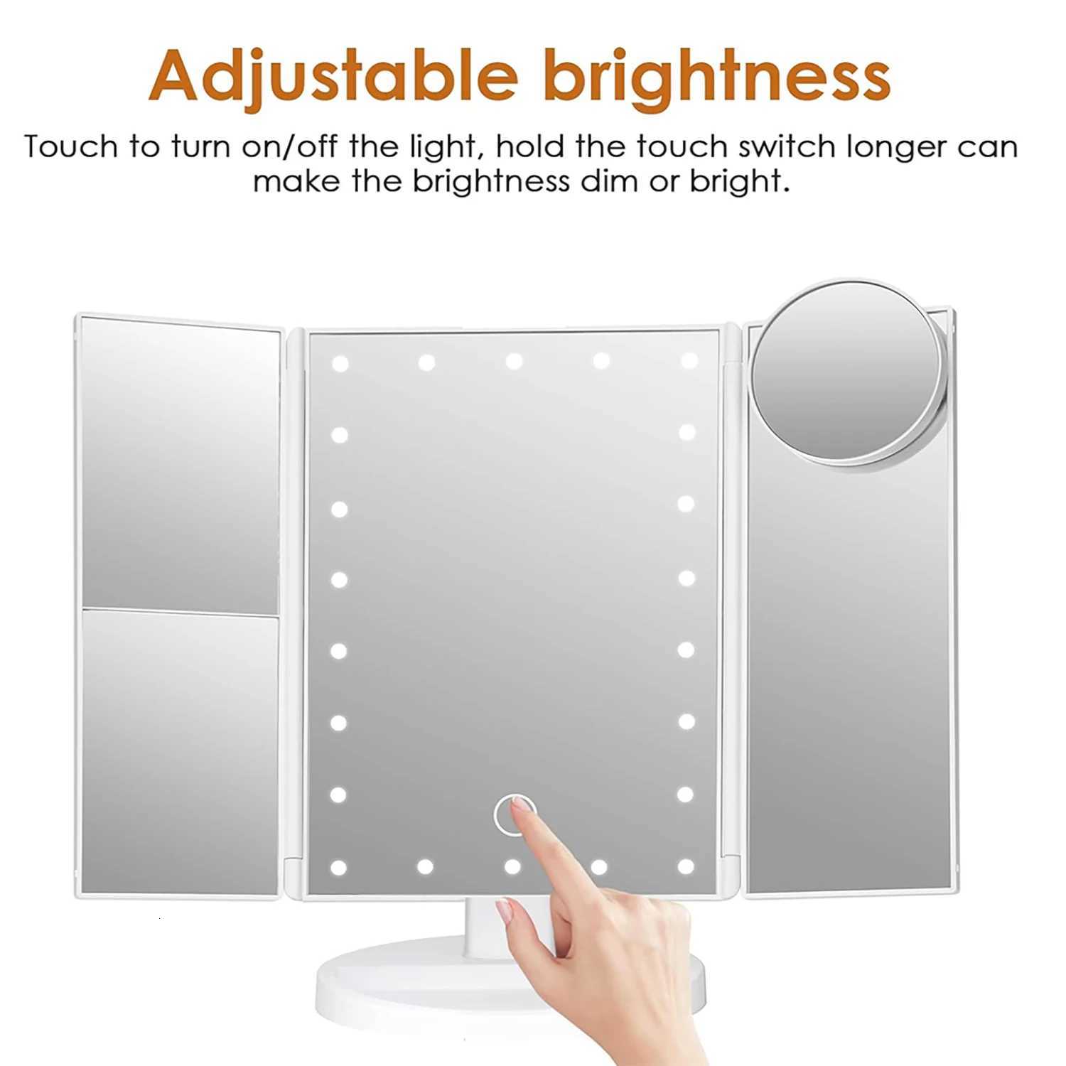 Fashionable foldable LED magnifying makeup mirror desktop organizer mirror a wonderful gift for Valentines Day birthdayT251213