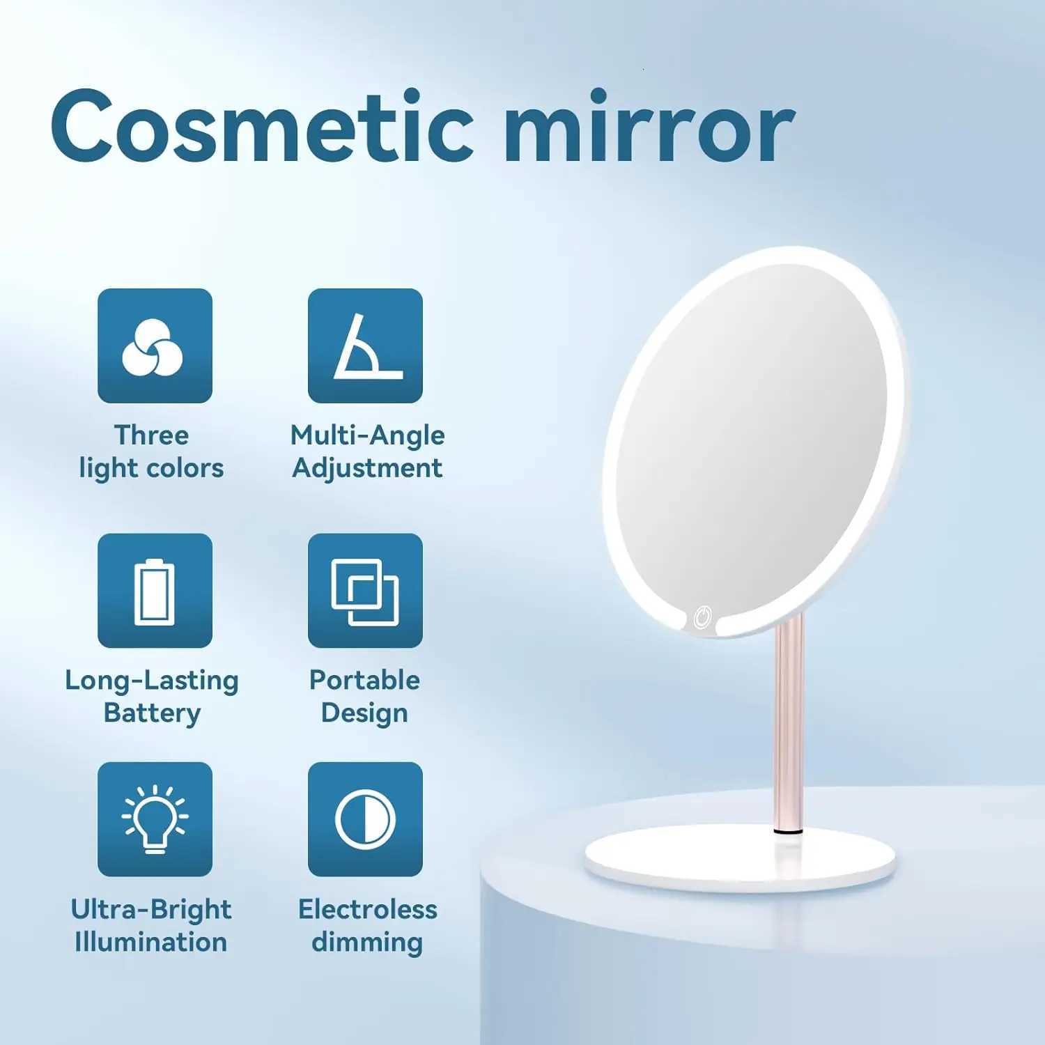 Portable Vanity Makeup Mirror with Lights Touch Control 3-Speed Brightness Multi-Angle LED Cosmetic Mirror for Makeup GroomingT251213