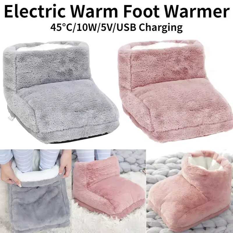 Electric Foot Warmer USB Charging Foot Heating Pad Comfort Fleece Suede Cushion Foot Heater Couple Slippers for Bedroom Sleeping Y251212