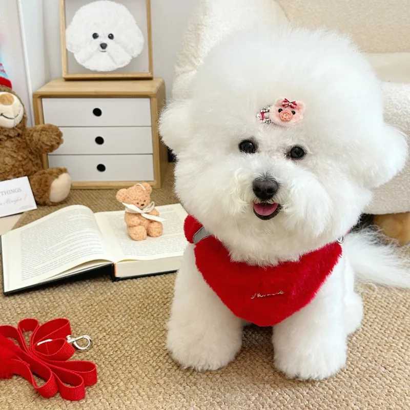 INS Cute Dog Harness Chest Back Set Autumn and Winter Harness and leash Set for Small Dogs Bichon Pet Plushes Cat Dog Products M251213
