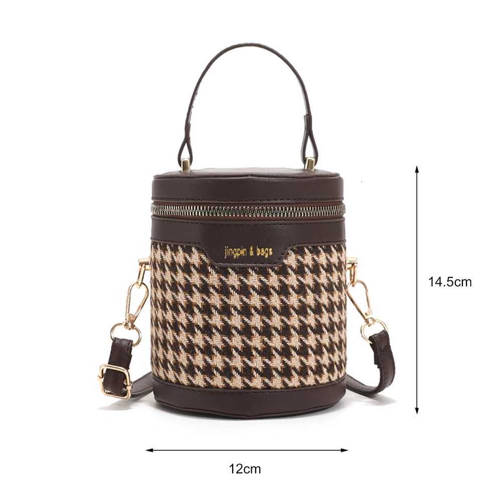 Houndstooth/Leopard Print Fashion Shoulder Bag Large Capacity Women Bucket Bag Casual Satchel Bag Adjustable Strap Chic Hobo BagT251213