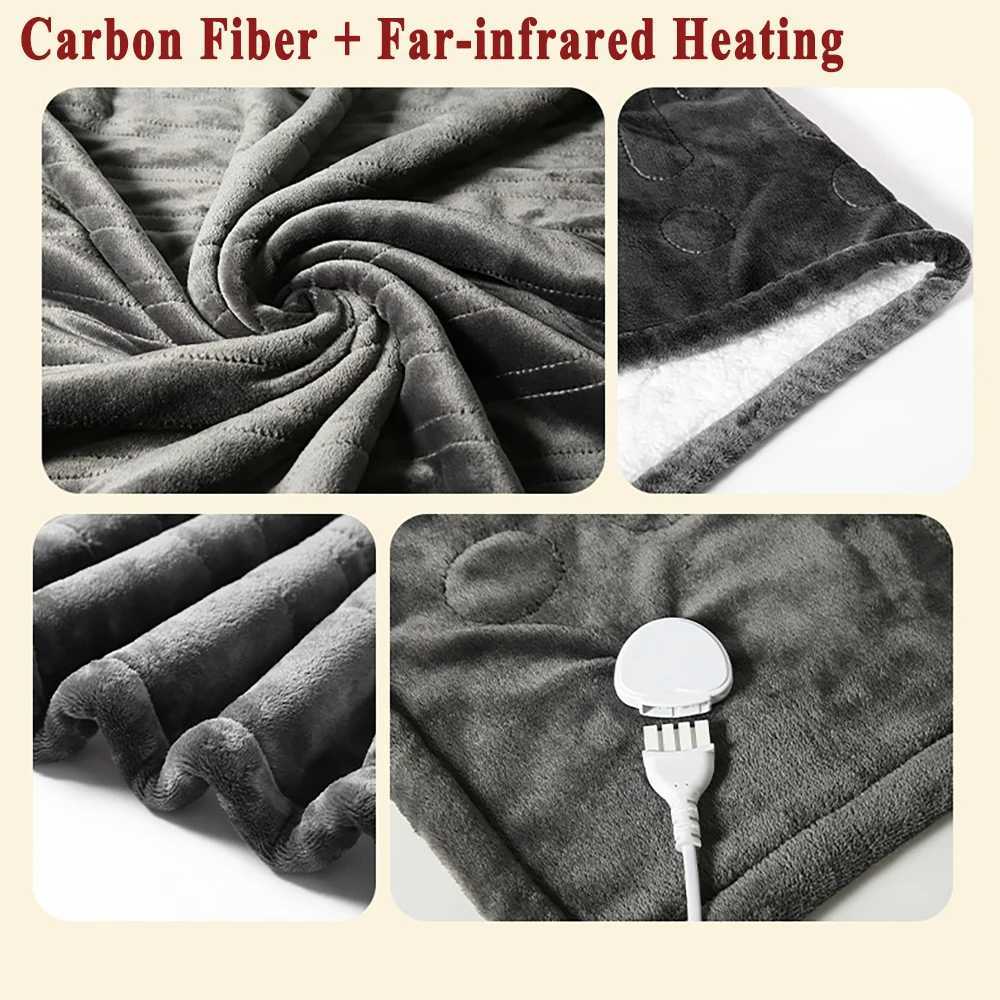 Washable Carbon Fiber Electric Blanket Far-infrared Heating Warmer Soft Flannel Blanket 8 Heating Levels 12 Hours Timed auto-Off Y251212