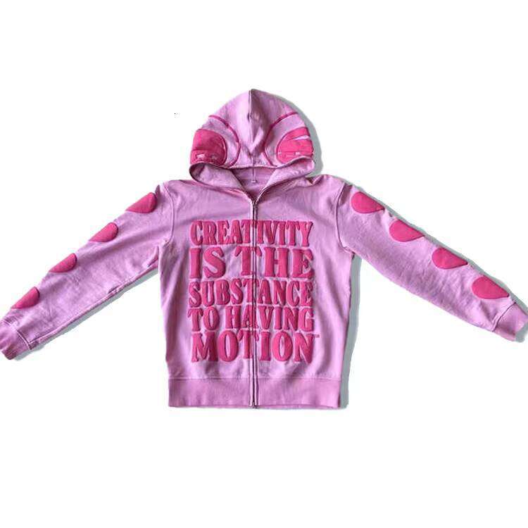 Mens Heavyweight High Comfortable Streetwear 450 GSM Designer Good Quality Plain Puff Print Full Face Zip up Hoodie