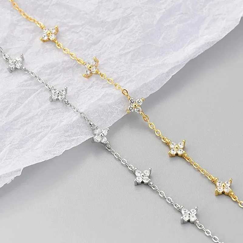 925 Sterling Silver Shiny Zircon Flower For Women Luxury Temperament Chain Birthday Party Charm Jewelry Gifts M251213