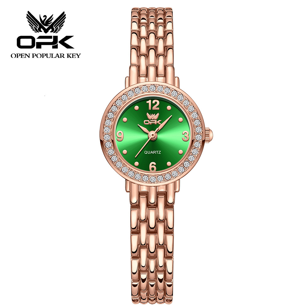 OPK Designer Women's Watch Waterproof Outdoor Sports Luxury Free Shipping Wholesale Fashionable Small Green Diamond-encrusted Quartz Women's