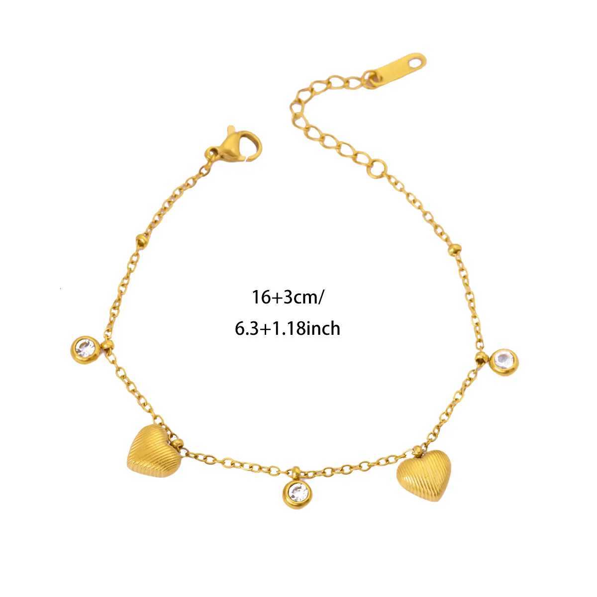 Stainless Steel Geometric Zircon Heart Bangle s For Women 18K Gold Plated Fashion Luxury Simple Jewelry Gift M251213