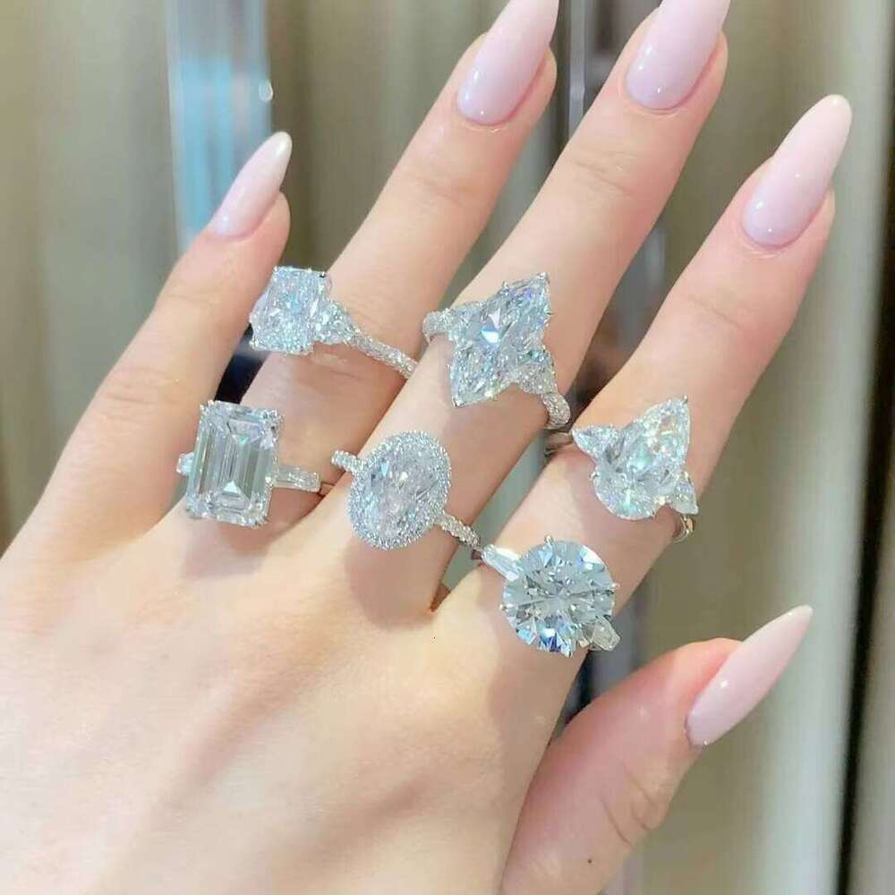 Wholesale GRA Vvs Moissanite 10K 14K 18K Pure Gold Custom Emerald Radiant Oval Cut Engagement 925 Silver Diamond Ring for Women and Men