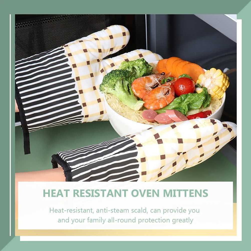 Cotton Heat Resistant Oven Mitts for Kitchen Cooking Baking Microwave Barbecue Protective Oven Gloves Hot Mittens H251212