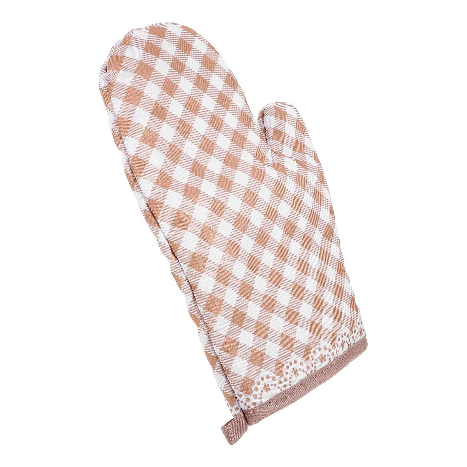 Oven Glove Heat Resistant Plaid Design Baking Mittens Microwave Bbq Grill Hand Cover for Cooking Protection Reusable Kitchen H251212