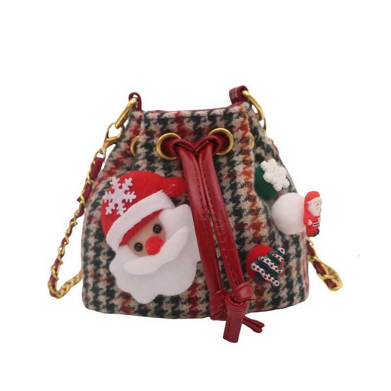 Christmas girls tweed check crossbody bagRetro high-end designfashionable versatile for wintercute stylish for little ladiesT251213