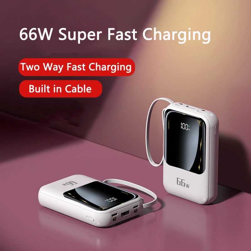 Power Bank 20000mAh 65W Fast Charging External Battery Back for iPhone 14 Redmi 9 Mini Powerbank Built in Cables H251213