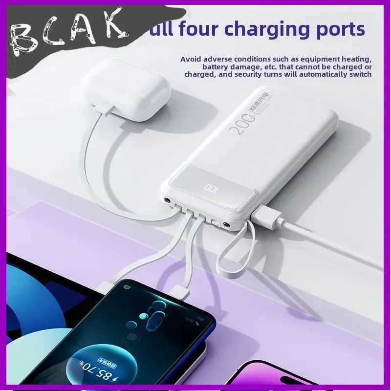 New Style Power Bank 20000mAh Self-contai Cable Fast Charging Mini tra-thin BCAK Mobile New Style Power ply H251213