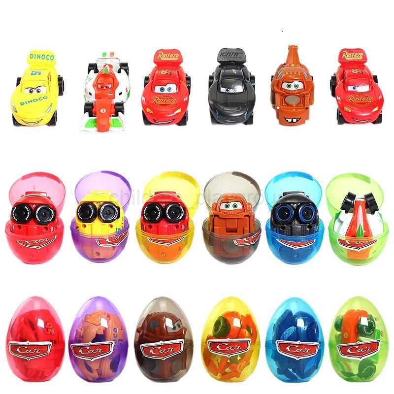 Disney Pixar Cars Egg-Shaped Car Toys McQueen Transformable Car 6-Piece Set Model Car Toy Set Christmas Gift toy H251213