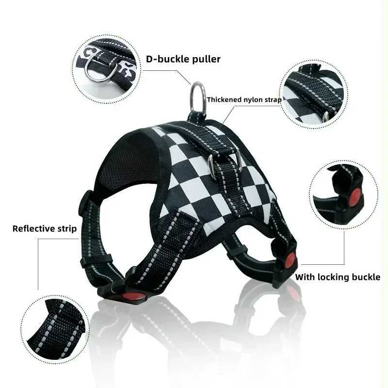 Personalized Dog Harness Nylon Reflective Breathable Pet Harness Vest For Small Large Dogs outdoor Walk Training Accessories M251213