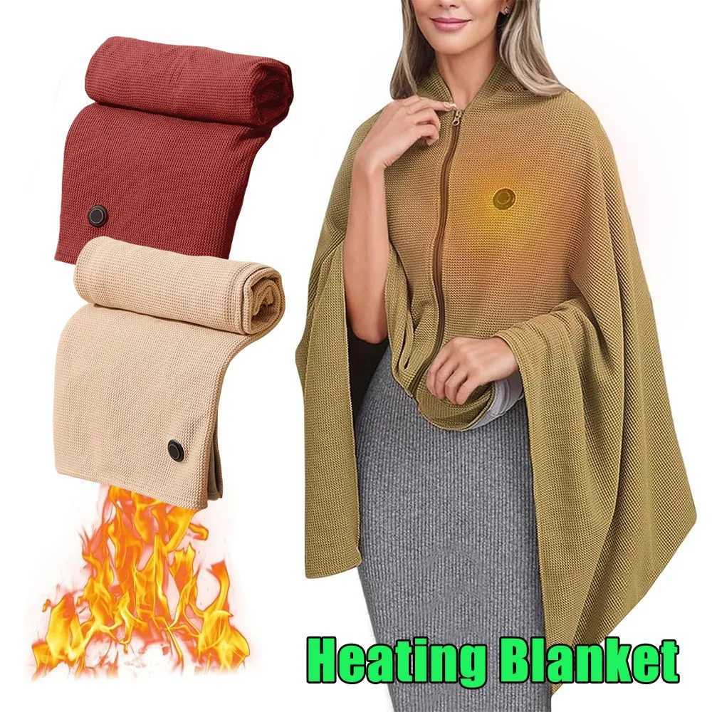 Graphene Electric Blanket USB Powered Wearable Heated Cape Soft Warm Shawl Throw Office Nap Home Use Low Voltage Safe Heating Y251212