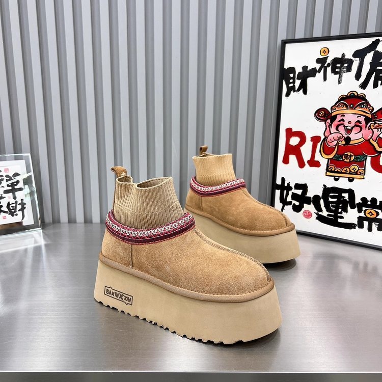 New Design Cotton Boots Winter Women New Fashionable thick-soled snow boots Sock boots Fleece Warm Height-increasing sponge shoes Cotton shoes free sh