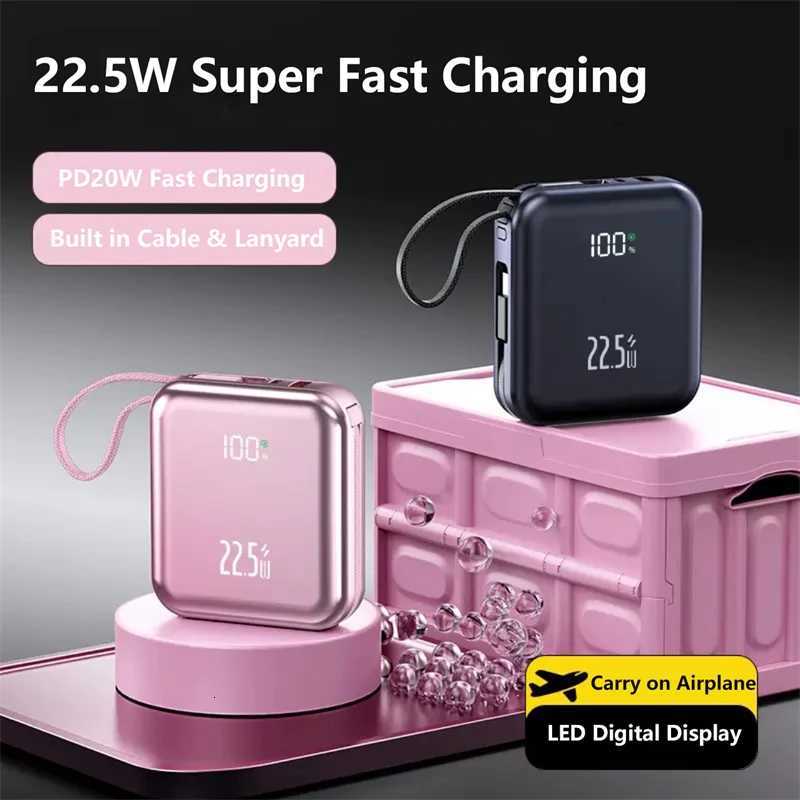 Mini Power Bank 20000mAh 225W Fast Chaging Portable Charger for iPhone 17 External Battery PowerBank with Cable H251213