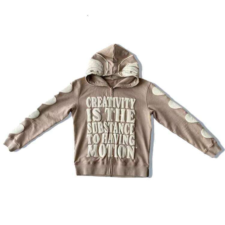 Mens Heavyweight High Comfortable Streetwear 450 GSM Designer Good Quality Plain Puff Print Full Face Zip up Hoodie