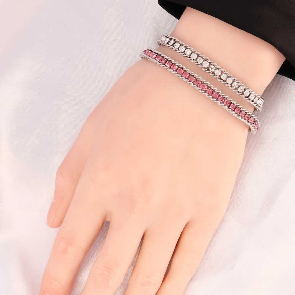 316L Stainless Steel For Women Luxury Tennis Chain Color Crystal Zircon Chain s Jewelry M251213