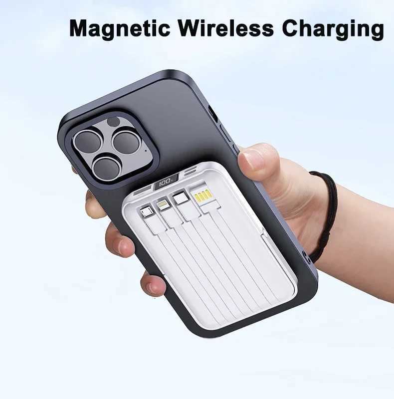 New 20000mAh Magnetic Wireless Power Bank with Phone Holder Portable Charger Fast Charging Battery for IPhone PowerBank H251213