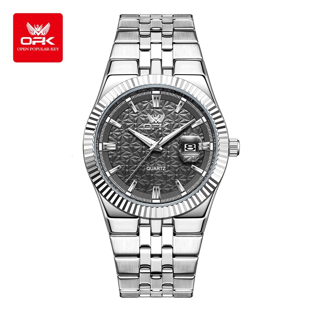 OPK Designer Men's Watches With A Sense Of Design, Steel Band Men's Wristwatches, Calendar, Waterproof, Luminous Quartz Watches, Free Shippi
