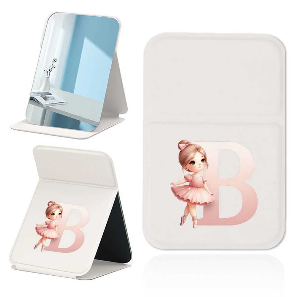 Minimalist Desktop Makeup Mirror Portable Handheld Makeup Tool Fashion Print Pocket Mirror Non Slip Ballerina Girl PatternT251213