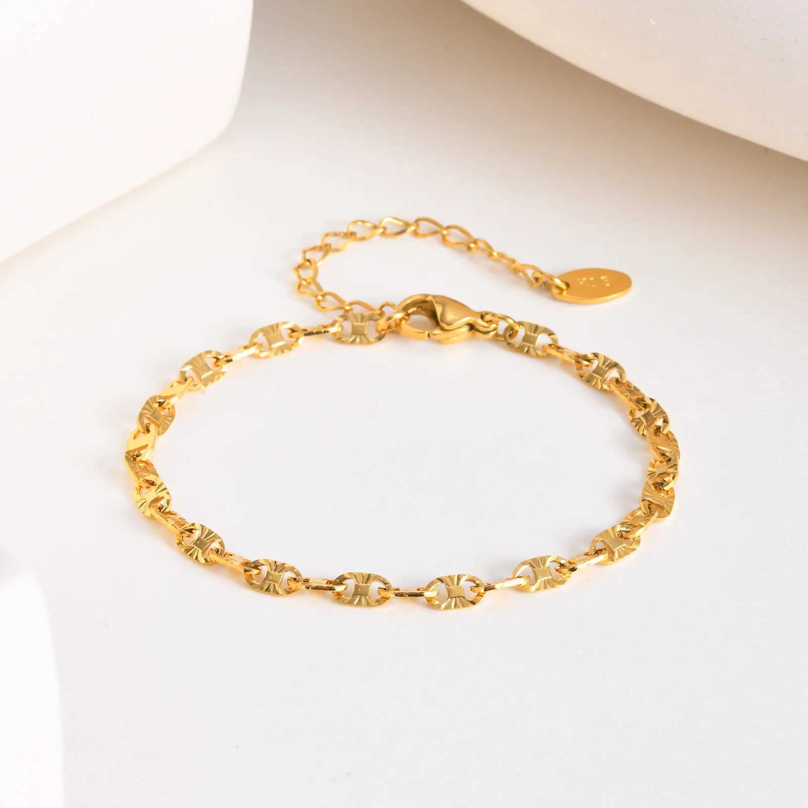 Simple Handmade Chain s for Women GirlsGold Color Stainless Steel Lucky Wristband Birthday Gifts for Her M251213