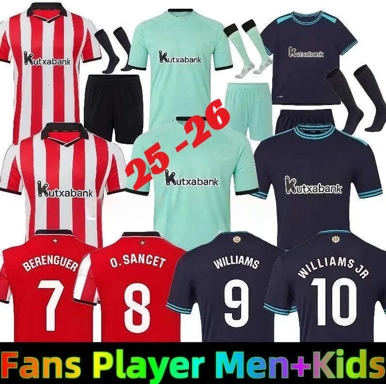 Athletic Bilbao 25 26 Bilbao Clubs Soccer Jerseys WILLIAMS BERENGUER MUNIAIN O. SANCET D 2025 2026 WILLIAMS VILLALIBRE J.GUERRERO Football Shirt Men Kids Kit