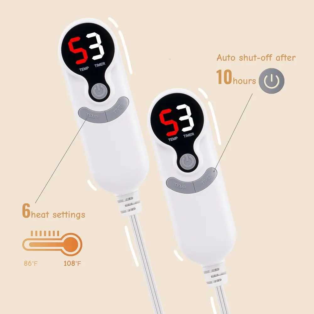 Queen Size Electric Blanket 84x90 Purple Flannel Dual Controls 6 Heat Levels 10-Hour Timer Overheat Protection Y251212