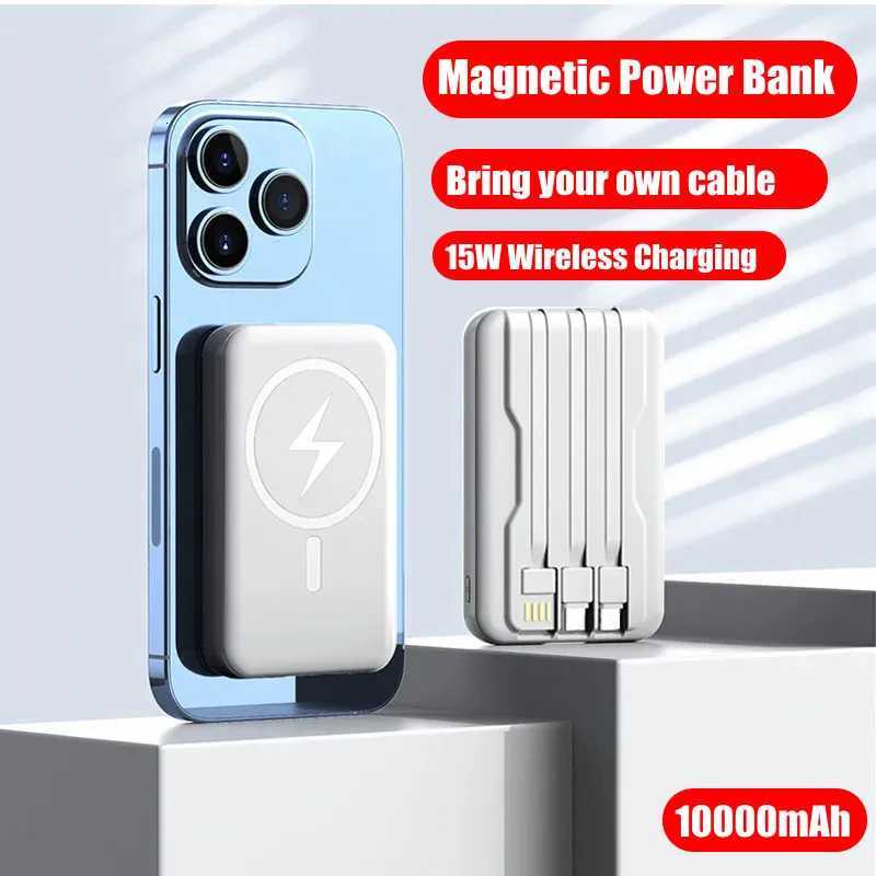 Magnetic Power Bank 10000mAh Portable Wireless Charger For iPhone Mini Powerbank With CableExternal Spare Battery H251213