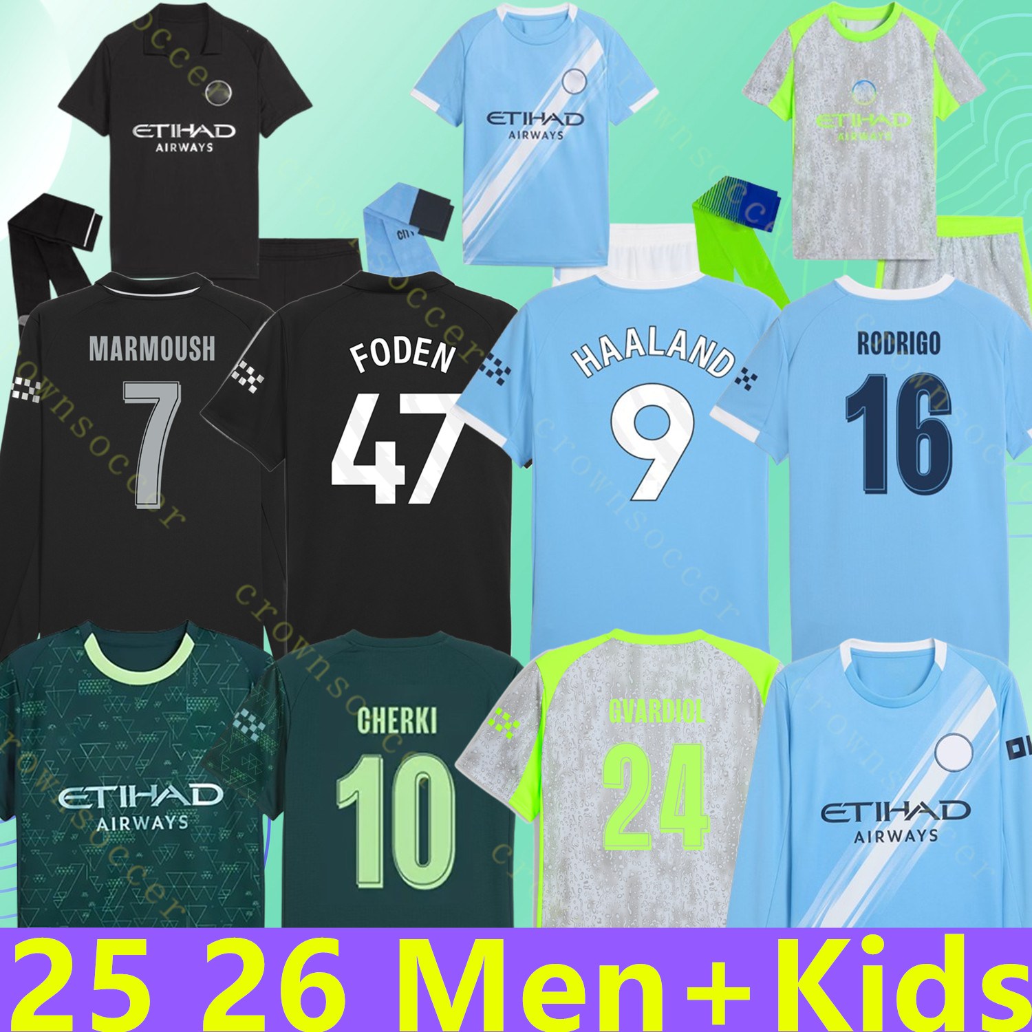 man city 2025 2026 SOCCER JERSEYS HAALAND RODRIGO FODEN MARMOUSH 25 26 GVARDIOL DOKU REIJNDERS RUBEN SAVINHO AIT-NOURI Kid Super jersey football kit shirts men kids