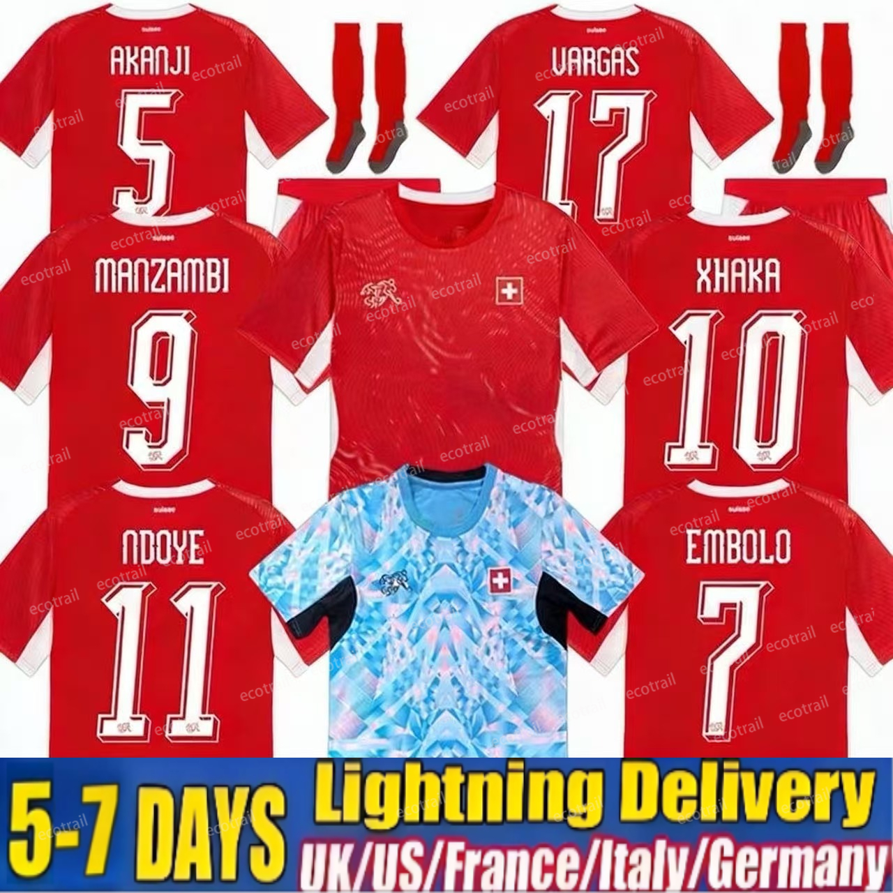 2026 World Cup National Team Switzerland Soccer Jerseys ELVEDI Embolo FREULER SEFEROVIC X H K A home away Football shirts mens kids kit