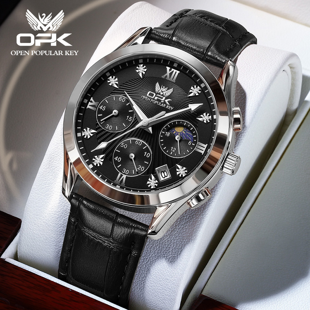 OPK Designs A Fashionable And Luxurious Outdoor Sports Watch, A Multi-functional Three-eye Six-hand Chronograph, Waterproof And Luminous Men's Wr