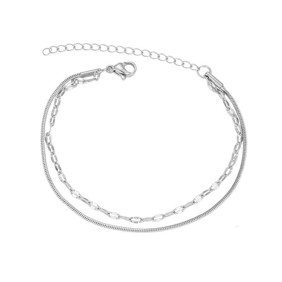 Stainless Steel Lip Chain Premium Double-Layer Minimalist Womens Fashionable Versatile Wrist Accessory Creative Gift M251213