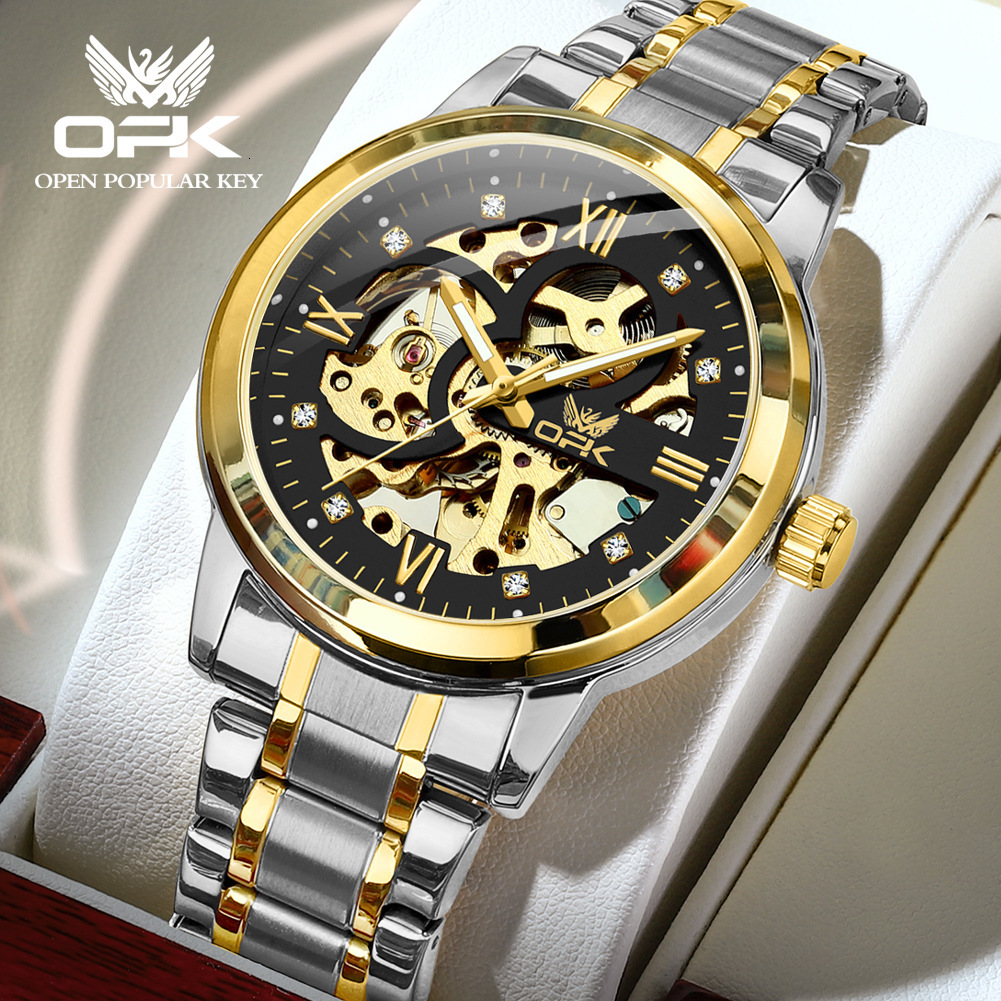 OPK Designer Skeletonized Men's Watches, Outdoor Sports Watches, Luminous Waterproof Automatic Mechanical Watches, New Stylish Men's Watches Wholesale