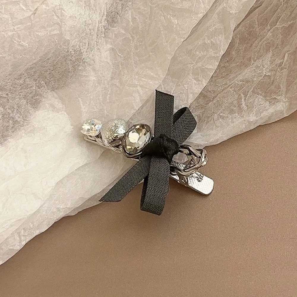 Exquisite Gray Crystal Canvas 3pcs Hair Clips Gem Barrettes Set Fashion Classic Rock Gray Bow-knot BB Clips Bangs Clip Wholesale Y251213