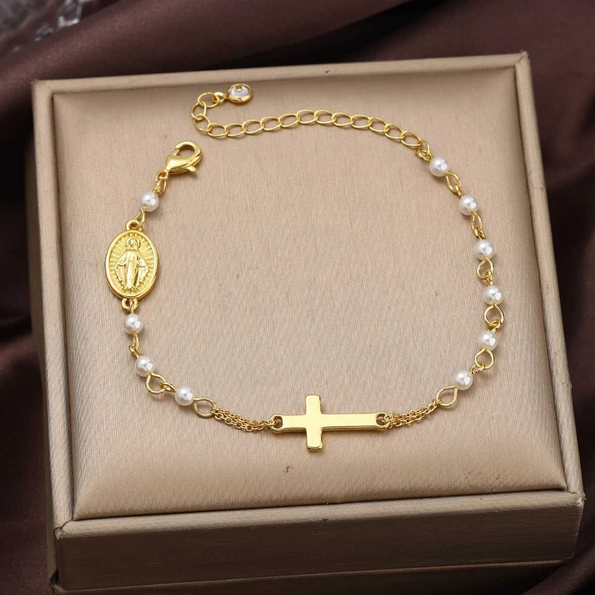 1 new gold stainless steel light luxury cross suitable for gift giving shipped without box M251213