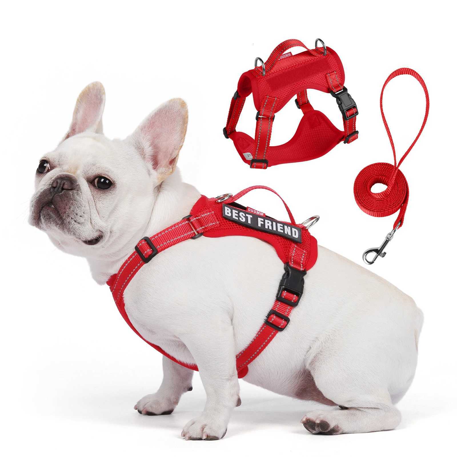 Dog Leash Harness Set Pet Reflective Bichon Frise Small Medium Dog Vest Harness Lead Outdoor Rope Walking Gear French Bulldog M251213