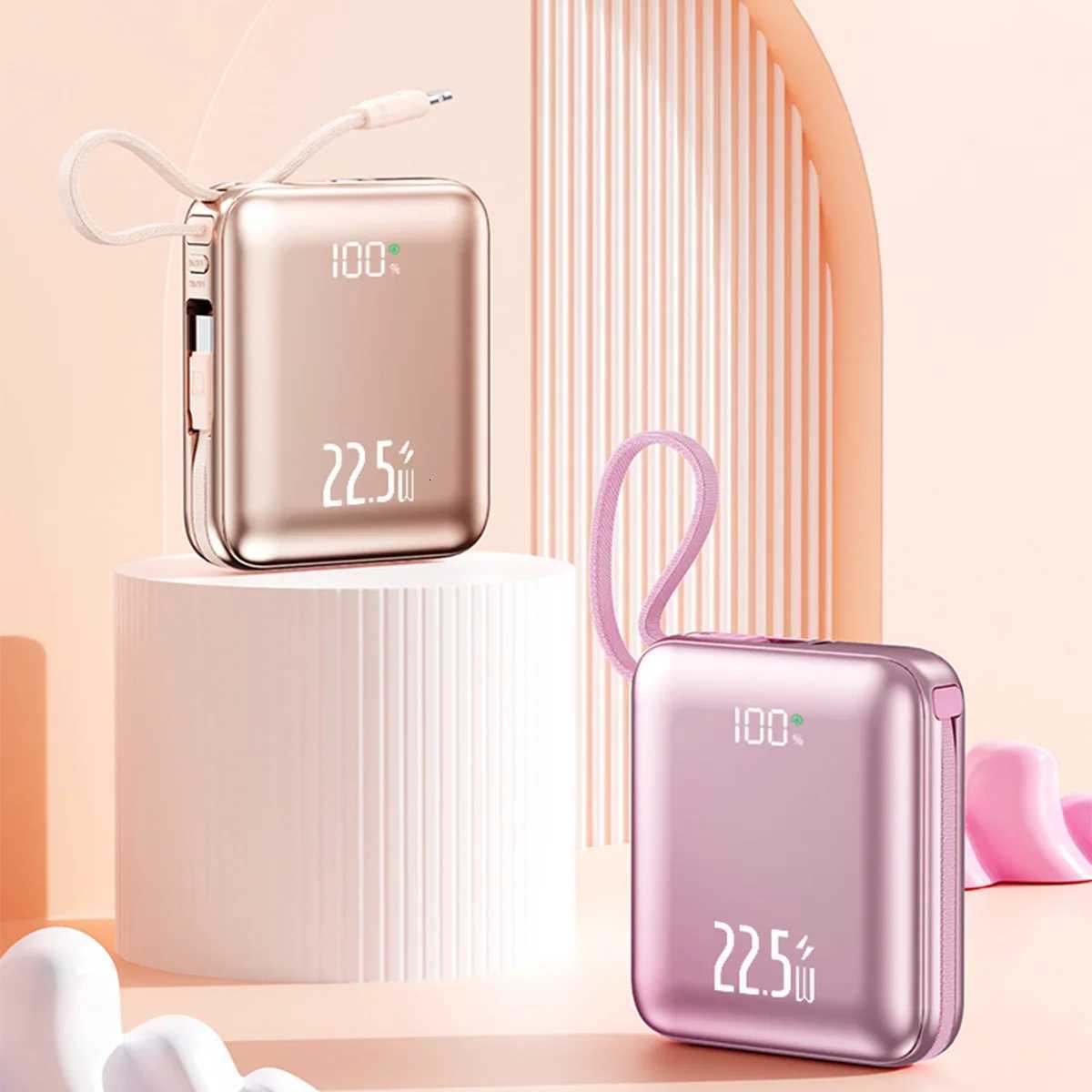 20000mAh Mini Cute Power Bank with Built-in Cable and 225W Fast Charging Battery Pack for IPhone H251213