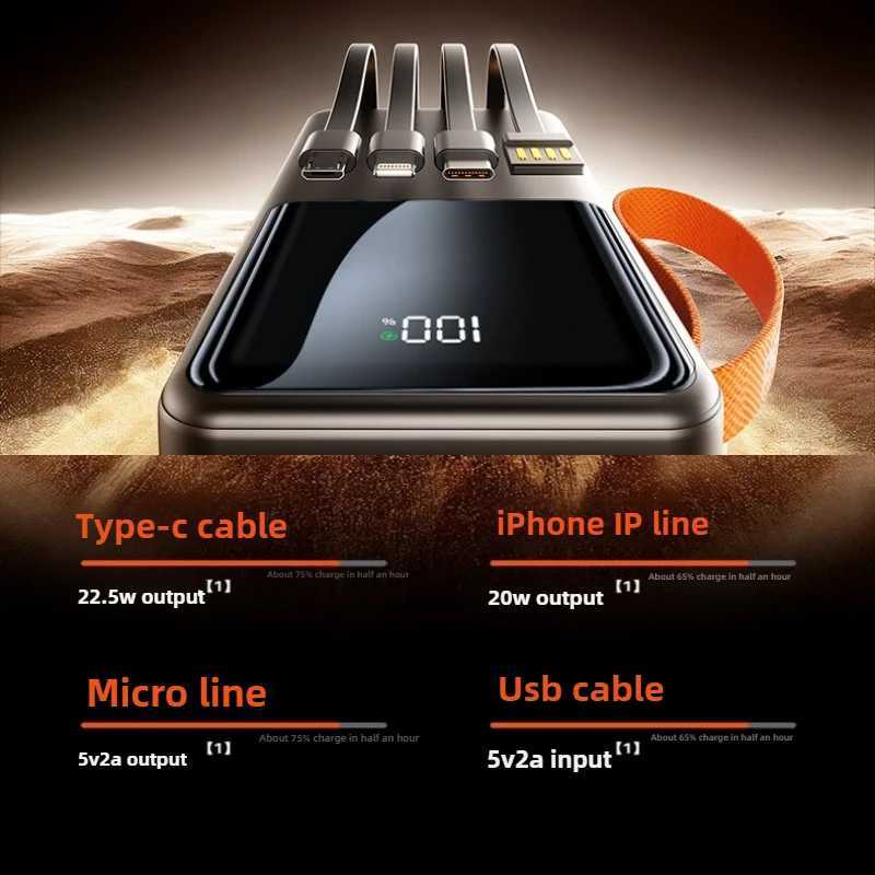 50000mAh Mobile Power Quick Charger Portable Built-in 4 Cables Large Capacity Fast Charging Battery Pack Cpatible H251213