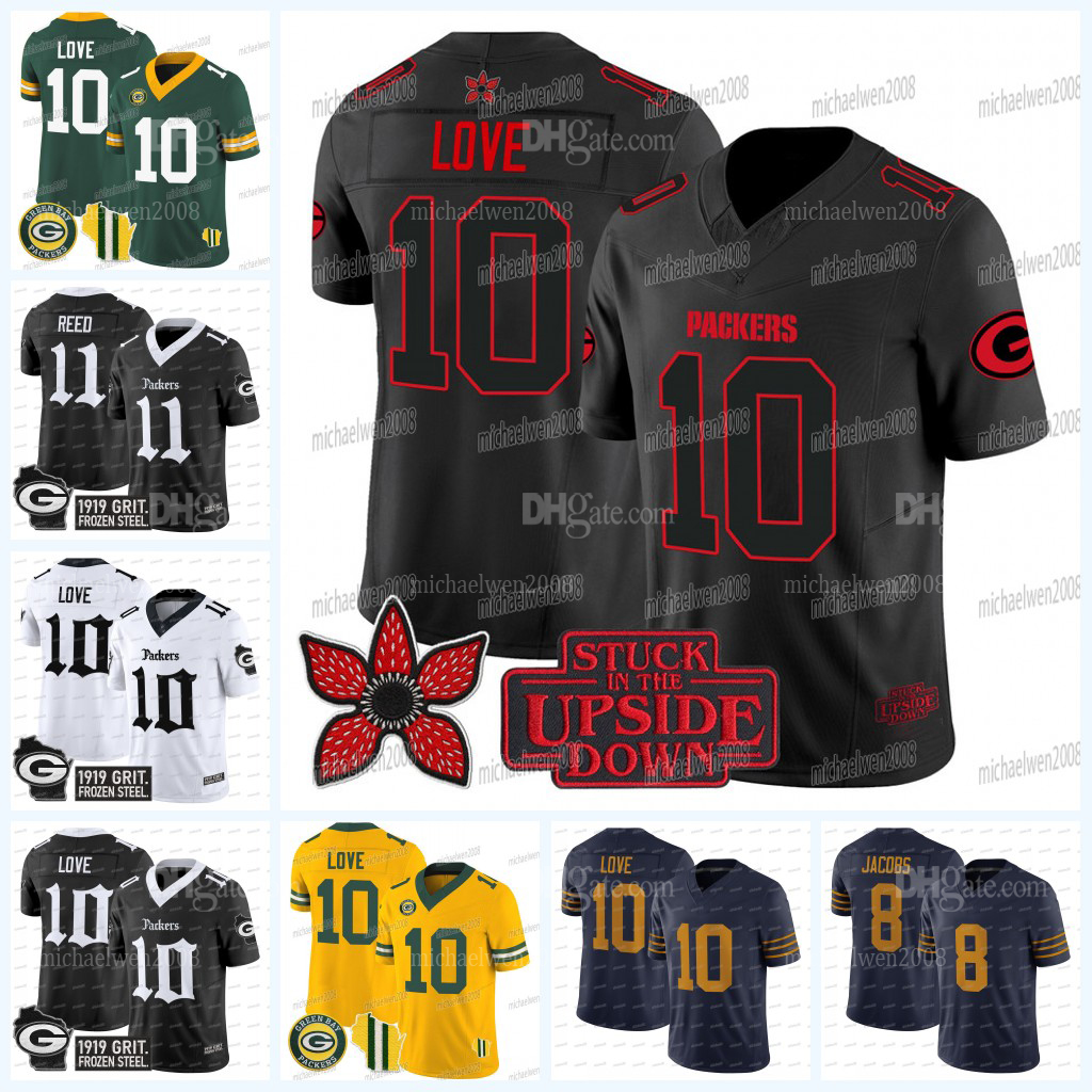 1 Micah Parsons Packerss 2025 Stranger Things Football Jersey Love Matthew Golden Josh Jacobs Tucker Kraft Xavier McKinney Jayden Reed Musgrave Romeo Doubs