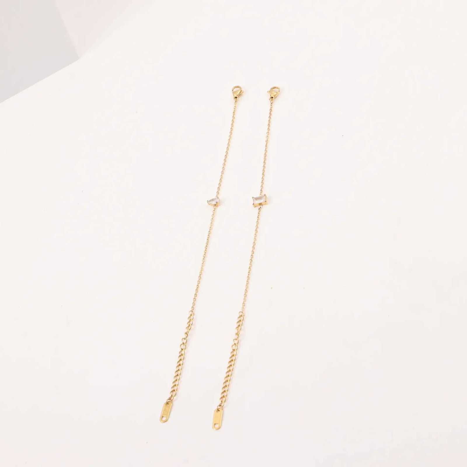 New Summer Stainless Steel Shinny White Zircon Chain s For Women Simple Party Jewelry Boho M251213