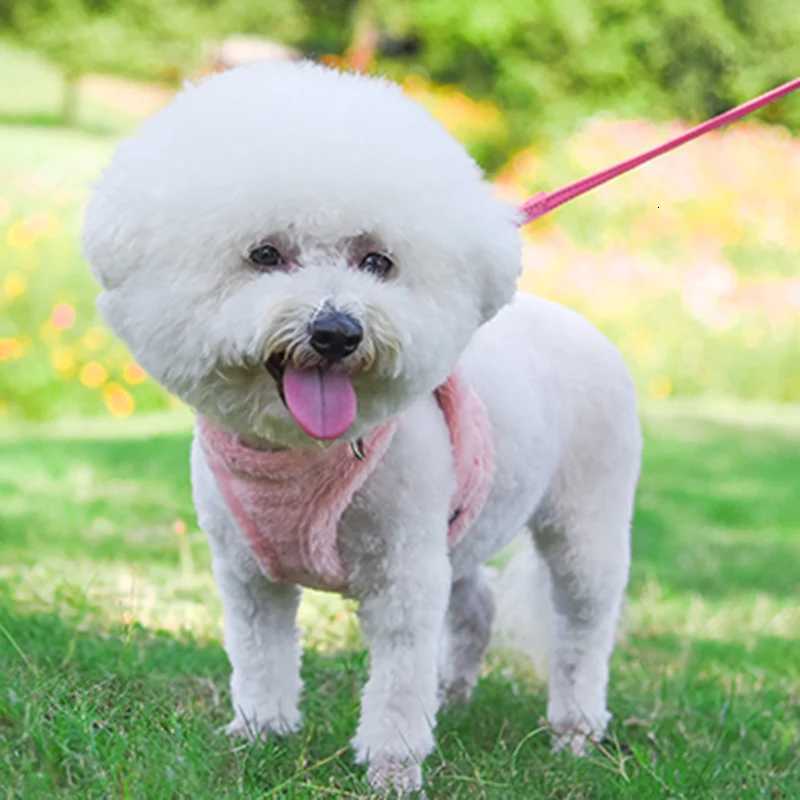 Winter Puppy Dog Harness and Leash Sets Warm Rabbit Plush Pet Harnesses for Small Dogs Cats Pomeranian Yorkshire arnes perro M251213