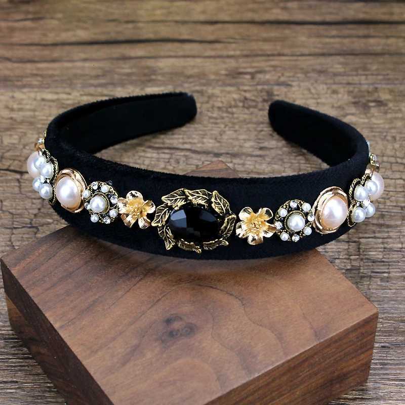 Handmade Vintage Haiands Black Green Crystal Stone Baroque bands For Wen Pearl Hair Accories Y251213