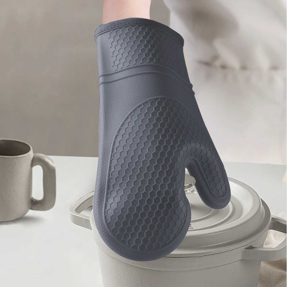 Heat Resistant Silicone Oven Mitts Set with Soft Cotton Lining Long ible Thick Silicone Oven Gloves Kitchen Mitt H251212