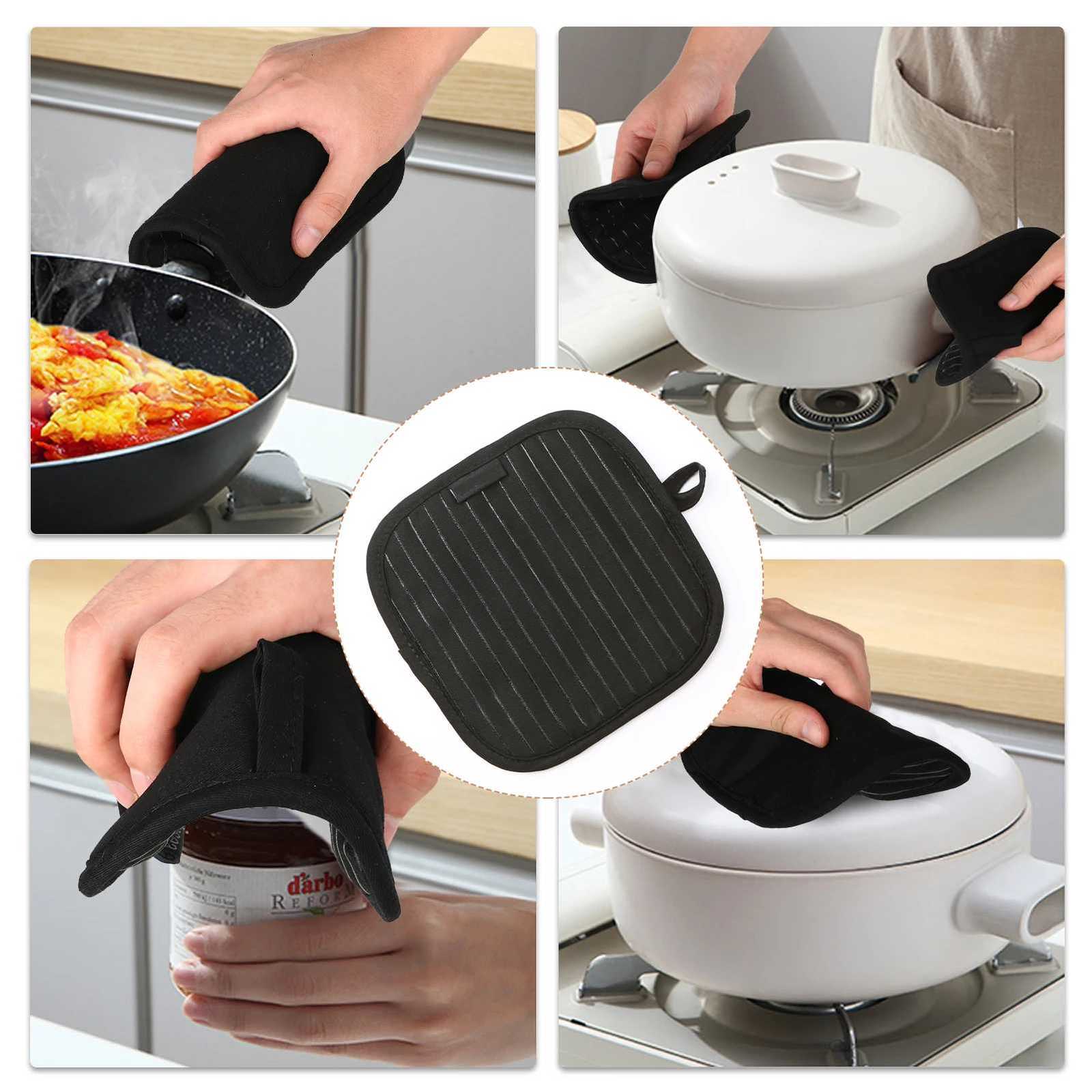 Aoresac Cotton Silicone Oven Mitts Heat Resistant Non-Slip Barbecue Gloves Kitchen Oven Gloves Potholders 1 Pair Oven Mitts 2 Po H251212