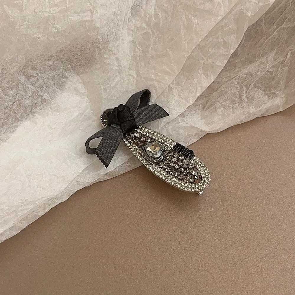 Exquisite Gray Crystal Canvas 3pcs Hair Clips Gem Barrettes Set Fashion Classic Rock Gray Bow-knot BB Clips Bangs Clip Wholesale Y251213