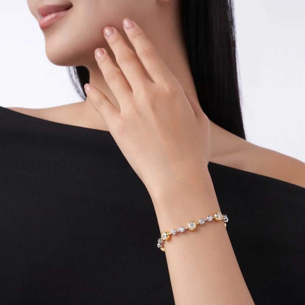 NKHOG 5mm Full Moissanite Bubble s For Women 925 Sterling Silver Double Color Lab Diamond Bangle Party Jewelry Wholesale M251213