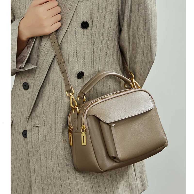 Burminsa Vintage Genuine Leather Pillow Tote Handbags For Women 2025 Luxury Designer Boston Work Ladies Shoulder Crossbody BagsT251213