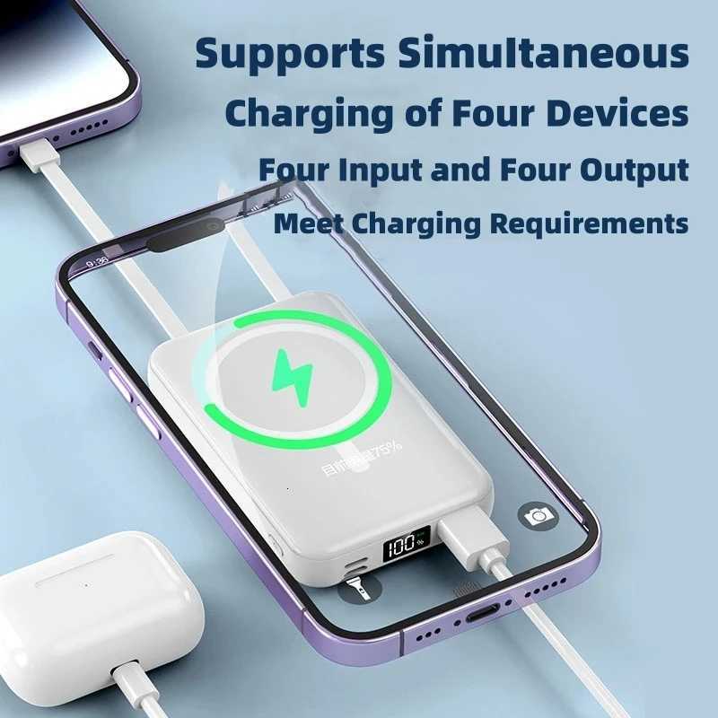 Magnetic Power Bank 10000mAh Portable Wireless Charger For iPhone Mini Powerbank With CableExternal Spare Battery H251213